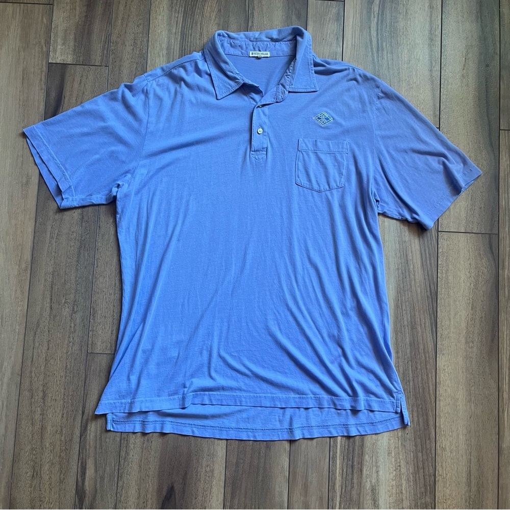 Peter Millar Pima Cotton Short Sleeve Polo in Periwinkle Size XL